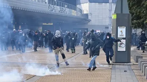 Belçika'nın başkenti Brüksel'deki protestolarda 150 kişi gözaltına alındı