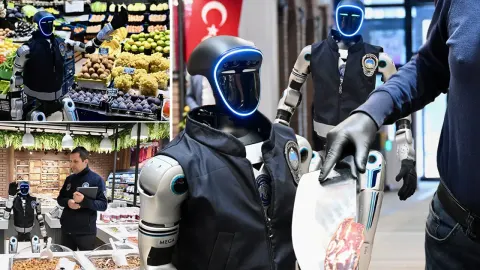 Robot zabıta esnaf denetimine çıktı: Pastırma ikram ettiler, güldüren diyaloglar yaşandı